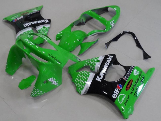 Carenado Moto Kawasaki ZX6R 1998-1999 - Verde Blanco Plata Negro Brillante