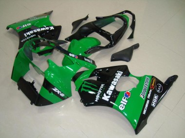 Carenado Moto Kawasaki ZX6R 2000-2002 - Verde Negro Brillante Monstruo