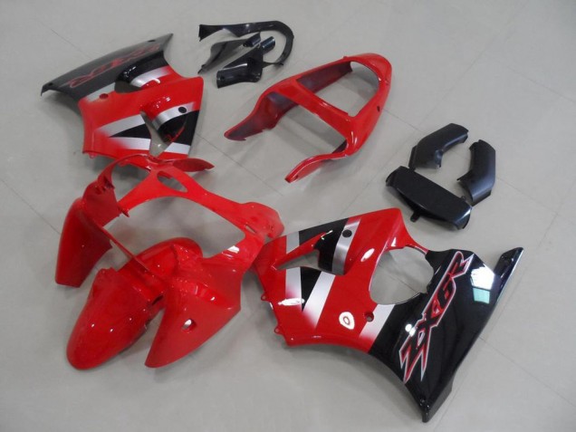 Carenado Moto Kawasaki ZX6R 2000-2002 - Rojo Plata Negro Brillante OEM Estilo