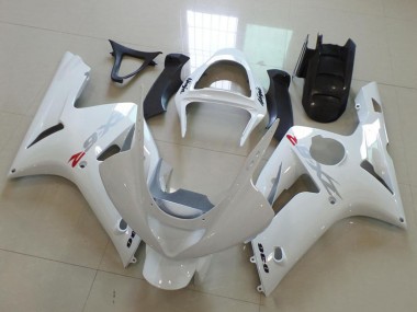 Carenado Moto Kawasaki ZX6R 2003-2004 - Blanco Plata Calcomanías