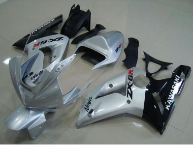 Carenado Moto Kawasaki ZX6R 2003-2004 - Plata Negro Brillante