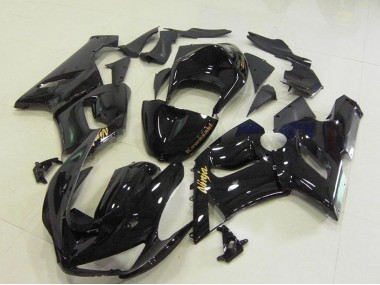 Carenado Moto Kawasaki ZX6R 2005-2006 - Negro Brillante Oro Calcomanías