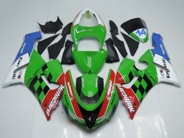 Carenado Moto Kawasaki ZX6R 2005-2006 - Blanco Verde Rojo Azul Negro Motocard