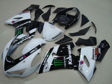 Carenado Moto Kawasaki ZX6R 2005-2006 - Blanco Negro Brillante Verde Monstruo