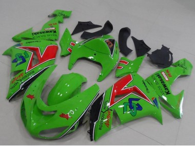 Carenado Moto Kawasaki ZX6R 2005-2006 - Verde Rojo Negro ENEOS Banca