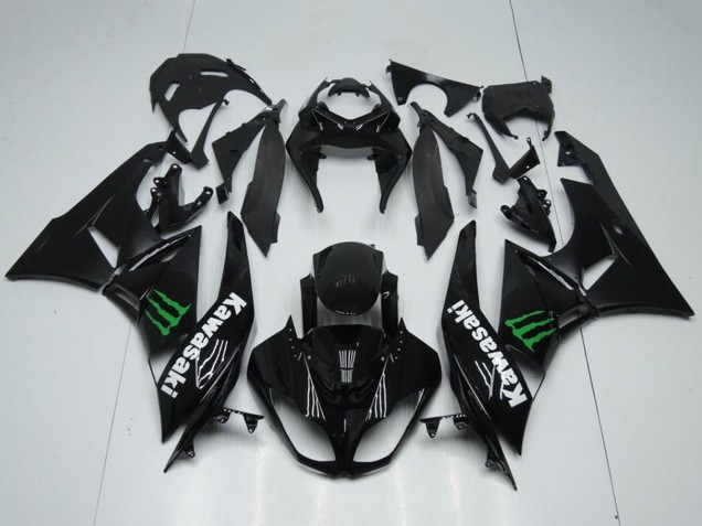 Carenado Moto Kawasaki ZX6R 2009-2012 - Negro Brillante Verde Monstruo