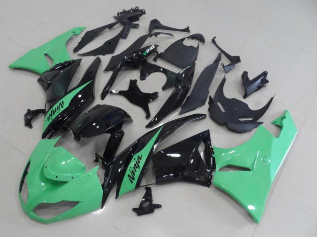 Carenado Moto Kawasaki ZX6R 2009-2012 - Verde Claro Negro Brillante