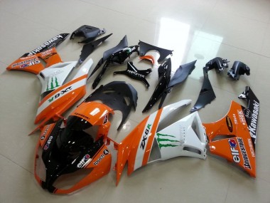 Carenado Moto Kawasaki ZX6R 2009-2012 - Naranja Blanco Negro Brillante Verde Elf Bridgestone Monstruo