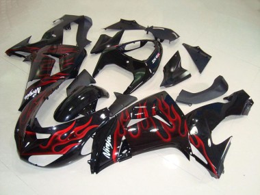 Carenado Moto Kawasaki ZX10R 2006-2007 - Negro Brillante Rojo Llama