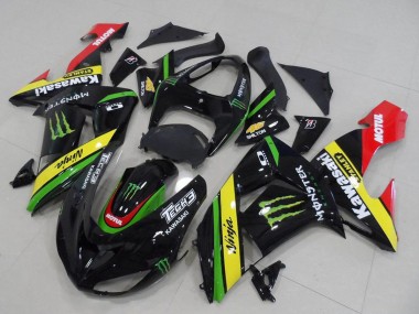 Carenado Moto Kawasaki ZX10R 2006-2007 - Negro Brillante Rojo Amarillo Verde Monstruo
