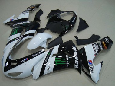 Carenado Moto Kawasaki ZX10R 2006-2007 - Blanco Negro Brillante Verde Elf Monstruo