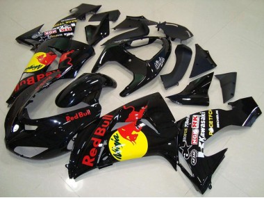 Carenado Moto Kawasaki ZX10R 2006-2007 - Negro Brillante Amarillo Rojo Bull