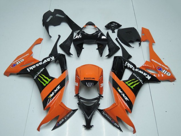Carenado Moto Kawasaki ZX10R 2008-2010 - Naranja Negro Verde Monstruo