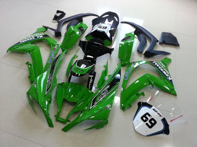 Carenado Moto Kawasaki ZX10R 2011-2015 - Verde Negro Brillante Elf Henleys Vent-Axia 69