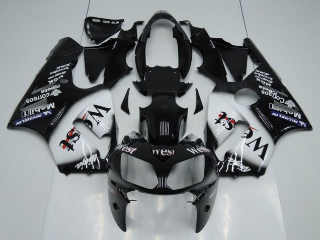 Carenado Moto Kawasaki ZX12R 2002-2006 - Negro Brillante Blanco West
