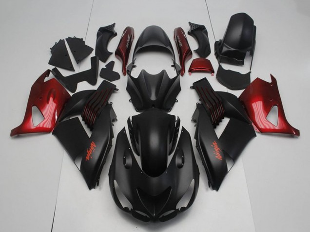 Carenado Moto Kawasaki ZX14R ZZR1400 2006-2011 - Negro Mate Rojo Ninja
