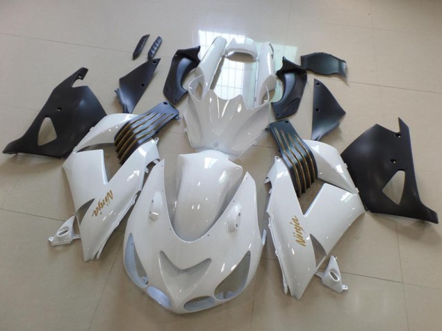 Carenado Moto Kawasaki ZX14R ZZR1400 2006-2011 - Blanco Negro Mate Oro Ninja