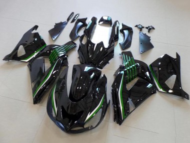 Carenado Moto Kawasaki ZX14R ZZR1400 2006-2011 - Negro Brillante Verde Línea