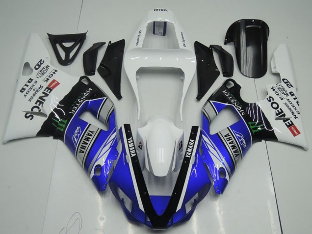 Carenado Moto Yamaha YZF R1 2000-2001 - Blanco Azul Negro ENEOS Monstruo