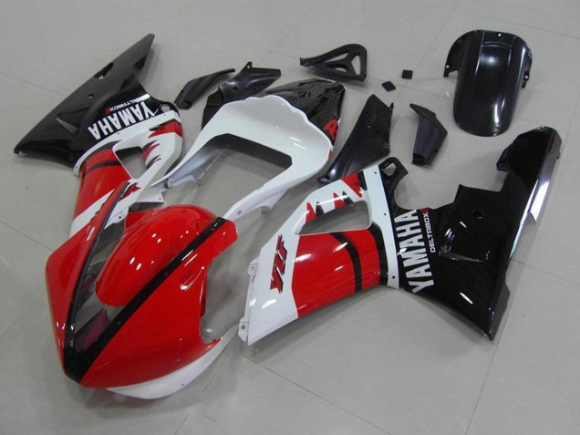 Carenado Moto Yamaha YZF R1 2000-2001 - Rojo Blanco Negro Brillante Carrera Versión