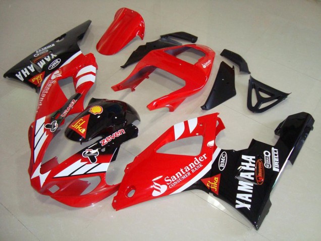 Carenado Moto Yamaha YZF R1 2000-2001 - Rojo Blanco Negro Brillante Santander