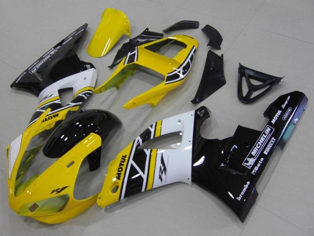 Carenado Moto Yamaha YZF R1 2000-2001 - Amarillo Blanco Negro Anniversary Motul Michelin
