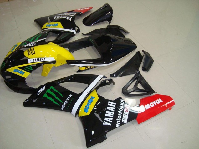 Carenado Moto Yamaha YZF R1 2000-2001 - Negro Brillante Amarillo Blanco Rojo Monstruo Motul