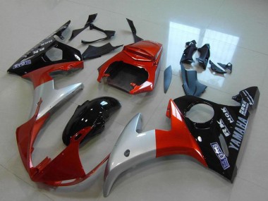 Carenado Moto Yamaha YZF R6 2003-2004 - Rojo Plata Negro Brillante