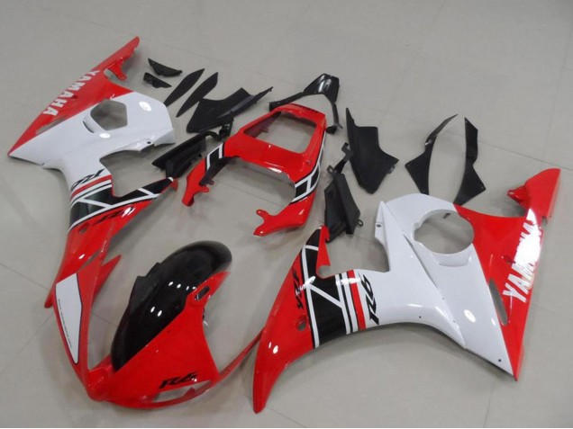 Kits Carenados Moto Yamaha YZF R6 2003-2004 - Blanco Rojo Negro Brillante