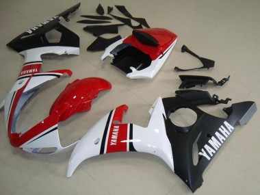Carenado Moto Yamaha YZF R6 2003-2004 - Blanco Rojo Negro Mate