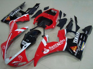 Carenado Moto Yamaha YZF R6 2003-2004 - Rojo Blanco Negro Brillante Santander Motul