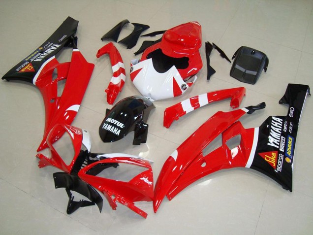 Carenado Moto Yamaha YZF R6 2006-2007 - Rojo Blanco Negro Brillante Motul