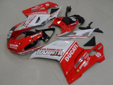 Carenado Moto Ducati 848 1098 1198 2007-2014 - Blanco Rojo Negro Brillante Banner 69