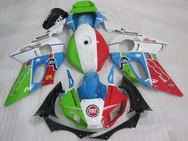 Carenado Moto Yamaha YZF R6 1998-2002 - Blanco Azul Verde Rojo Fiat Kastinee