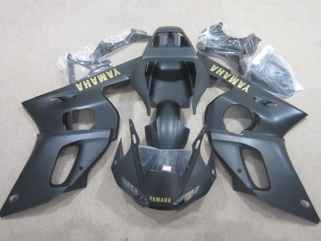 Carenado Moto Yamaha YZF R6 1998-2002 - Negro Mate Amarillo Calcomanía