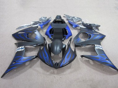Carenado Moto Yamaha YZF R6 2003-2004 - Negro Mate Azul Llama