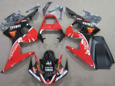 Carenado Moto Yamaha YZF R6 2003-2004 - Rojo Blanco Negro Brillante Santander Fimer Volvo