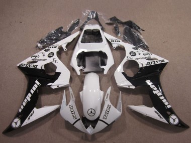 Carenado Moto Yamaha YZF R6 2003-2004 - Blanco Negro Brillante Jordan Dunlop