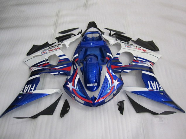 Carenado Moto Yamaha YZF R6 2003-2004 - Blanco Azul Rojo Motul Fiat
