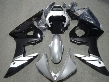 Carenado Moto Yamaha YZF R6 2003-2004 - Blanco Plata Negro Brillante Negro Mate