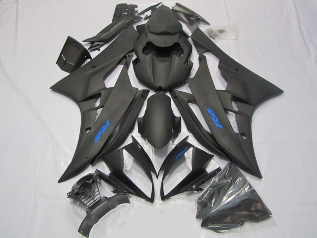 Carenado Moto Yamaha YZF R6 2006-2007 - Negro Mate Azul Calcomanías
