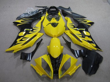 Carenado Moto Yamaha YZF R6 2008-2016 - Amarillo Negro Brillante Llama