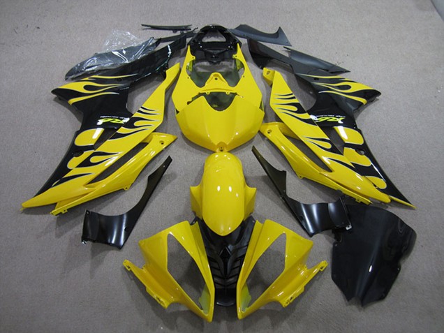 Carenado Moto Yamaha YZF R6 2008-2016 - Amarillo Negro Brillante Llama