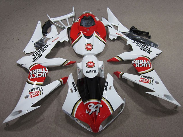 Carenado Moto Yamaha YZF R6 2008-2016 - Blanco Rojo Lucky Strike
