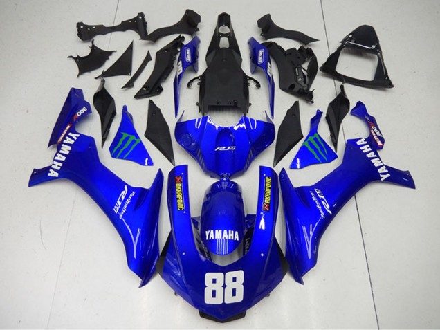 Carenado Moto Yamaha YZF R1 2015-2019 - Azul Verde Monstruo Akropovic