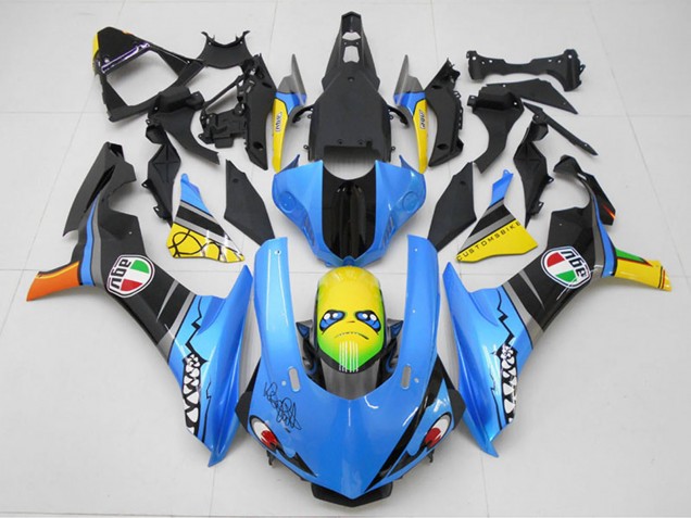 Kits Carenados Moto Yamaha YZF R1 2015-2019 - Azul Amarillo Tiburón