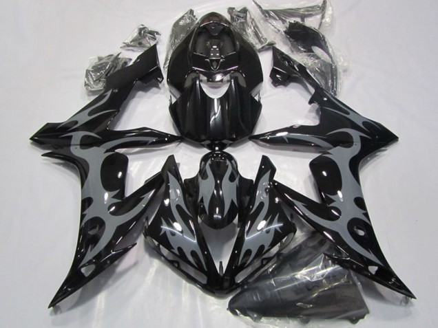 Carenado Moto Yamaha YZF R1 2004-2006 - Negro Brillante Gris Llama