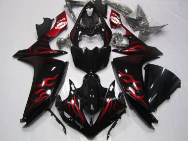 Carenados Moto Yamaha YZF R1 2007-2008 - Negro Brillante Rojo Llama