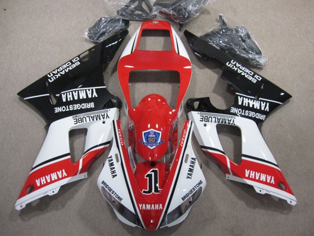 Carenado Moto Yamaha YZF R1 2009-2011 - Blanco Rojo Negro Bridgestone Yamalube Semakin Didepan
