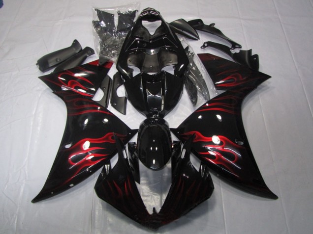 Carenados Moto Yamaha YZF R1 2009-2011 - Negro Brillante Rojo Llama